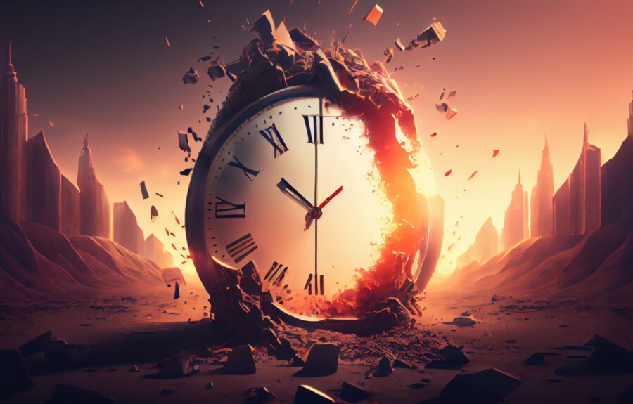 Clock night time illustration, midnight old backgrounds ,generative artificial intelligence